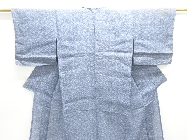  アンティーク　本場小千谷ちぢみ　草花模様織り出し着物